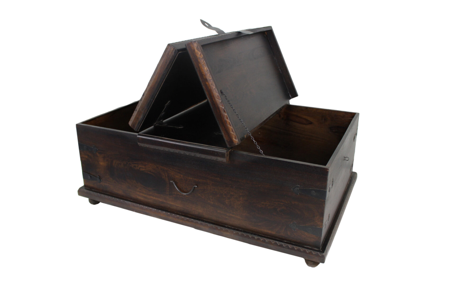 40 Inch Brown Distressed Lift Top Solid Wood Coffee Table 3 40 Inch Brown Distressed Lift Top Solid Wood Coffee Table - Image 3