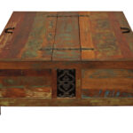 40 Inch Rustic Brown Reclaimed Wood Lift Top Coffee Table