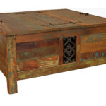 40 Inch Rustic Brown Reclaimed Wood Lift Top Coffee Table