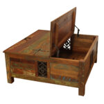 40 Inch Rustic Brown Reclaimed Wood Lift Top Coffee Table