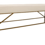 58" Modern Ivory and Gold Upholstered Linen Bench 11 58" Modern Ivory and Gold Upholstered Linen Bench
