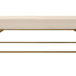58" Modern Ivory and Gold Upholstered Linen Bench 12 58" Modern Ivory and Gold Upholstered Linen Bench