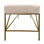 58" Modern Ivory and Gold Upholstered Linen Bench 13 58" Modern Ivory and Gold Upholstered Linen Bench