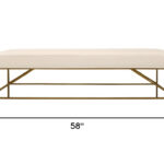58" Modern Ivory and Gold Upholstered Linen Bench 16 58" Modern Ivory and Gold Upholstered Linen Bench