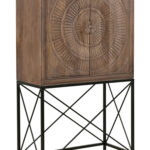 33 Inch Brown Carved Solid Wood Two Door Wine Cabinet 6 33 Inch Brown Carved Solid Wood Two Door Wine Cabinet