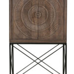 33 Inch Brown Carved Solid Wood Two Door Wine Cabinet 7 33 Inch Brown Carved Solid Wood Two Door Wine Cabinet