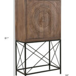 33 Inch Brown Carved Solid Wood Two Door Wine Cabinet 10 33 Inch Brown Carved Solid Wood Two Door Wine Cabinet