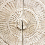 33 Inch Distressed White Floral Carved Solid Wood Wine Cabinet