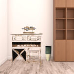 40 Inch Rustic Solid Wood Wine Bar Cabinet With 2 Doors