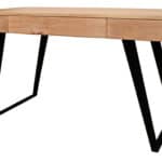 Natural and Black Solid Wood Writing Desk With 3 Drawers 9 Natural and Black Solid Wood Writing Desk With 3 Drawers