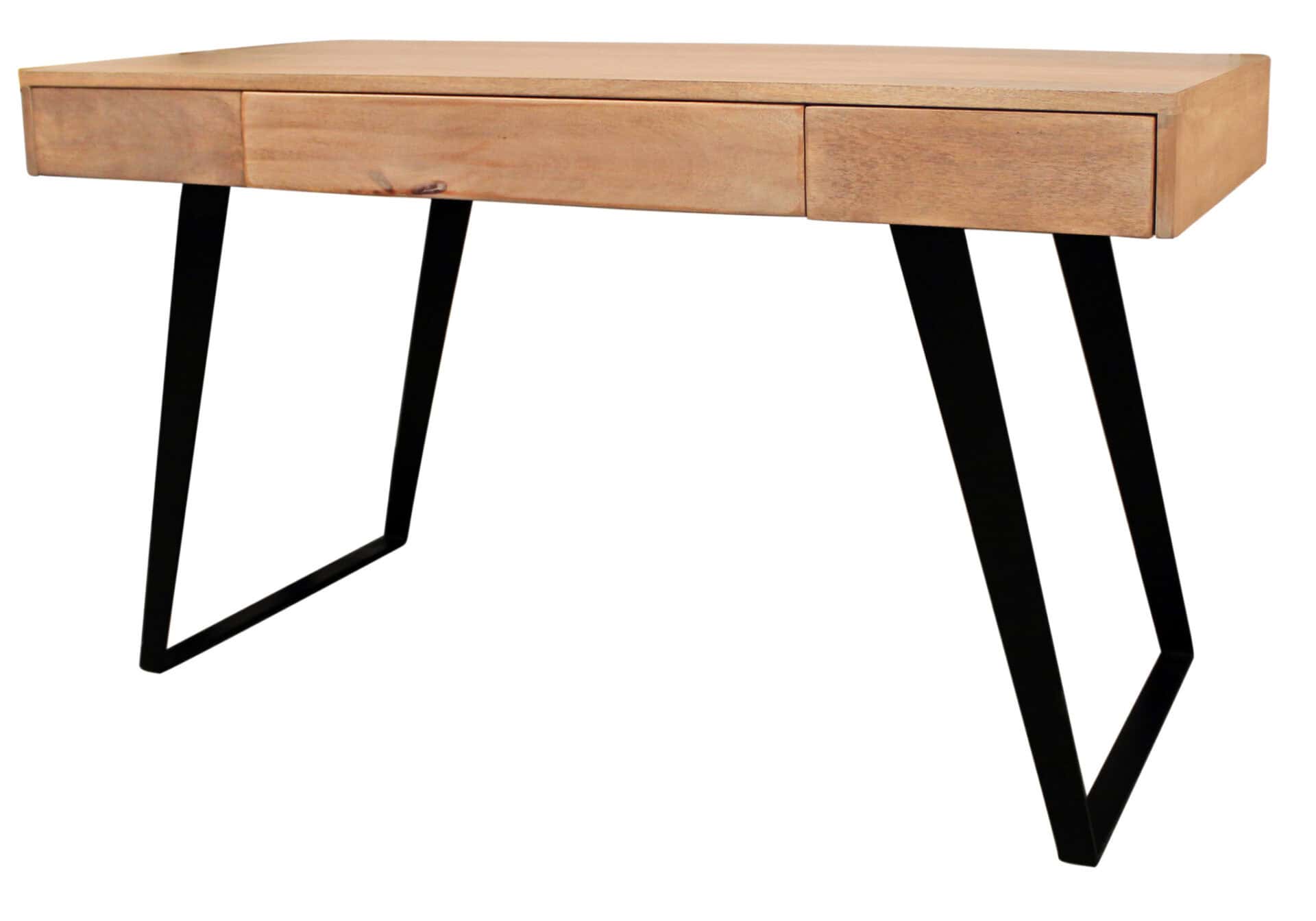 Natural and Black Solid Wood Writing Desk With 3 Drawers 3 Natural and Black Solid Wood Writing Desk With 3 Drawers - Image 3