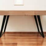Natural and Black Solid Wood Writing Desk With 3 Drawers 7 Natural and Black Solid Wood Writing Desk With 3 Drawers
