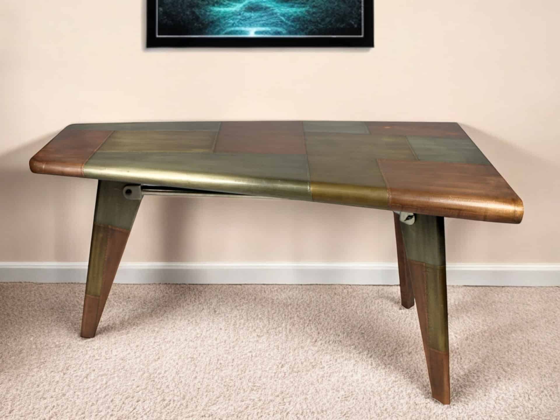 55 Inch Copper Aluminum Writing Desk With Hairpin Legs 1 55 Inch Copper Aluminum Writing Desk With Hairpin Legs