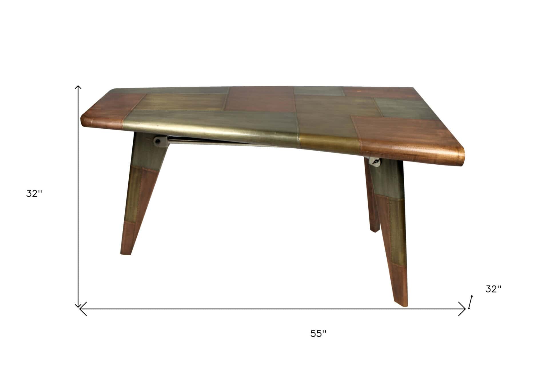55 Inch Copper Aluminum Writing Desk With Hairpin Legs 5 55 Inch Copper Aluminum Writing Desk With Hairpin Legs - Image 5