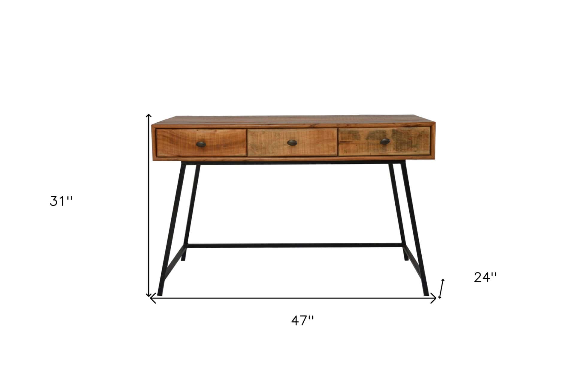 Natural Black Solid Wood Writing Desk With Drawers (47-Inch) 6 Natural Black Solid Wood Writing Desk With Drawers (47-Inch) - Image 6