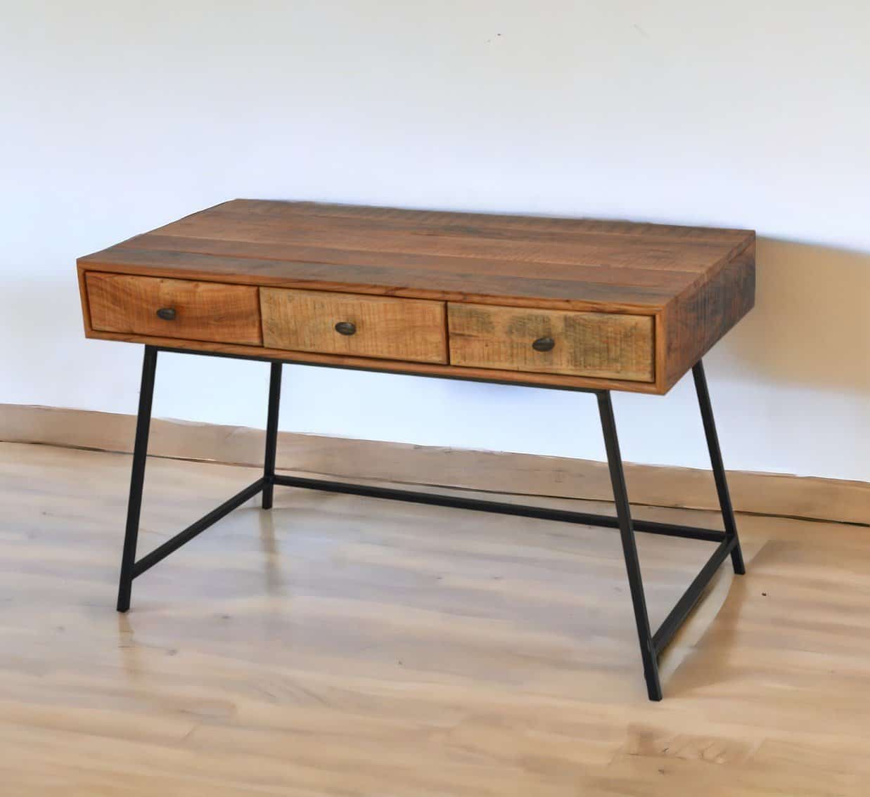 Natural Black Solid Wood Writing Desk With Drawers (47-Inch) 1 Natural Black Solid Wood Writing Desk With Drawers (47-Inch)
