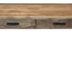 Natural and Black Solid Wood Writing Desk With Two Drawers 9 Natural and Black Solid Wood Writing Desk With Two Drawers