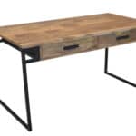 Natural and Black Solid Wood Writing Desk With Two Drawers 8 Natural and Black Solid Wood Writing Desk With Two Drawers