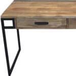 Natural and Black Solid Wood Writing Desk With Two Drawers 11 Natural and Black Solid Wood Writing Desk With Two Drawers