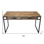 Natural and Black Solid Wood Writing Desk With Two Drawers 12 Natural and Black Solid Wood Writing Desk With Two Drawers