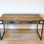 Natural and Black Solid Wood Writing Desk With Two Drawers 7 Natural and Black Solid Wood Writing Desk With Two Drawers