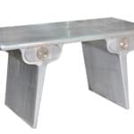 Silver Aluminum Writing Desk With Two Drawers and Sled Base 7 Silver Aluminum Writing Desk With Two Drawers and Sled Base