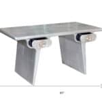 Silver Aluminum Writing Desk With Two Drawers and Sled Base 8 Silver Aluminum Writing Desk With Two Drawers and Sled Base