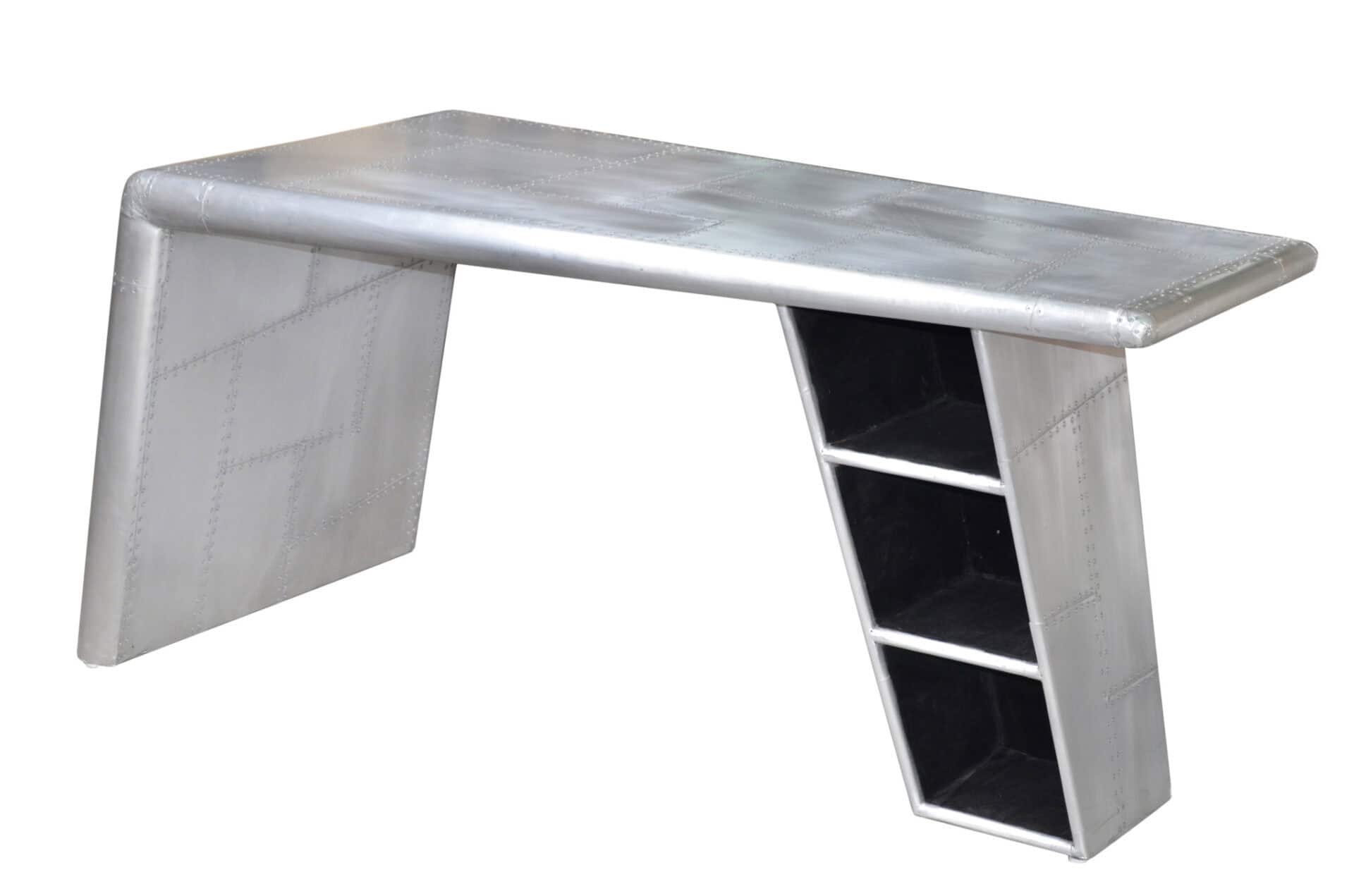 Silver Aluminum Writing Desk with Sleek Modern Sled Base 60-Inch 2 Silver Aluminum Writing Desk with Sleek Modern Sled Base 60-Inch - Image 2