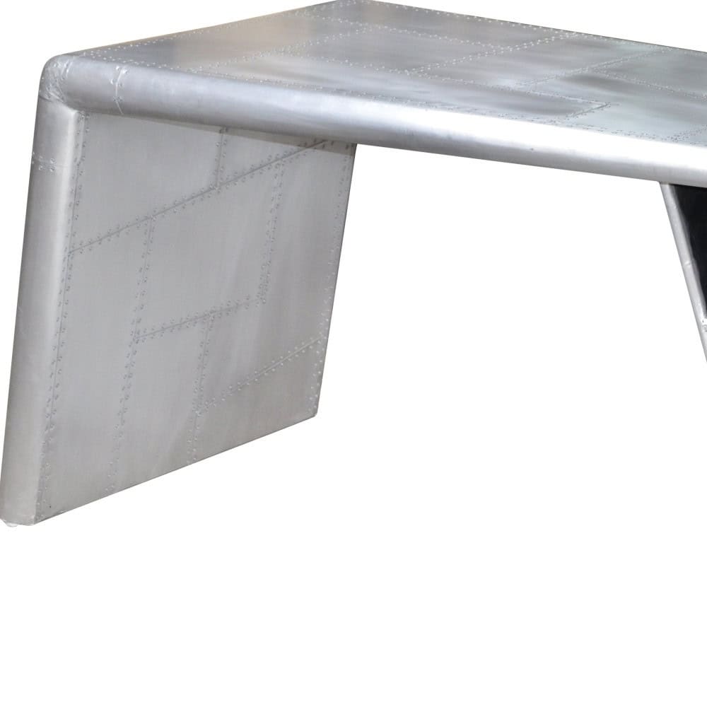 Silver Aluminum Writing Desk with Sleek Modern Sled Base 60-Inch 4 Silver Aluminum Writing Desk with Sleek Modern Sled Base 60-Inch - Image 4