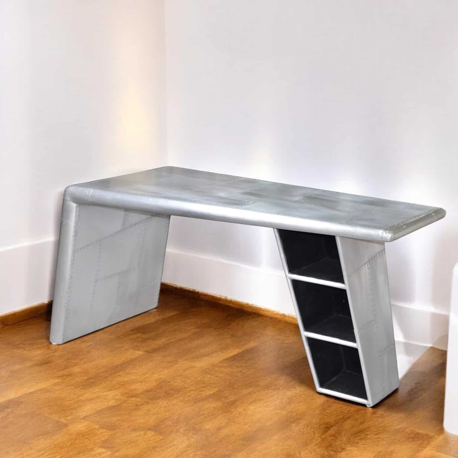 Silver Aluminum Writing Desk with Sleek Modern Sled Base 60-Inch 1 Silver Aluminum Writing Desk with Sleek Modern Sled Base 60-Inch