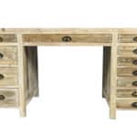 63 Inch Brown Solid Wood Writing Desk With Twelve Drawers 8 63 Inch Brown Solid Wood Writing Desk With Twelve Drawers