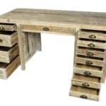63 Inch Brown Solid Wood Writing Desk With Twelve Drawers 9 63 Inch Brown Solid Wood Writing Desk With Twelve Drawers
