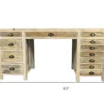 63 Inch Brown Solid Wood Writing Desk With Twelve Drawers 12 63 Inch Brown Solid Wood Writing Desk With Twelve Drawers