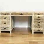 63 Inch Brown Solid Wood Writing Desk With Twelve Drawers 7 63 Inch Brown Solid Wood Writing Desk With Twelve Drawers