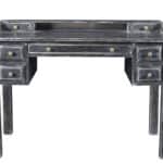 Black Solid Wood Writing Desk With Seven Drawers, 46 Inches 8 Black Solid Wood Writing Desk With Seven Drawers, 46 Inches