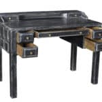 Black Solid Wood Writing Desk With Seven Drawers, 46 Inches 11 Black Solid Wood Writing Desk With Seven Drawers, 46 Inches