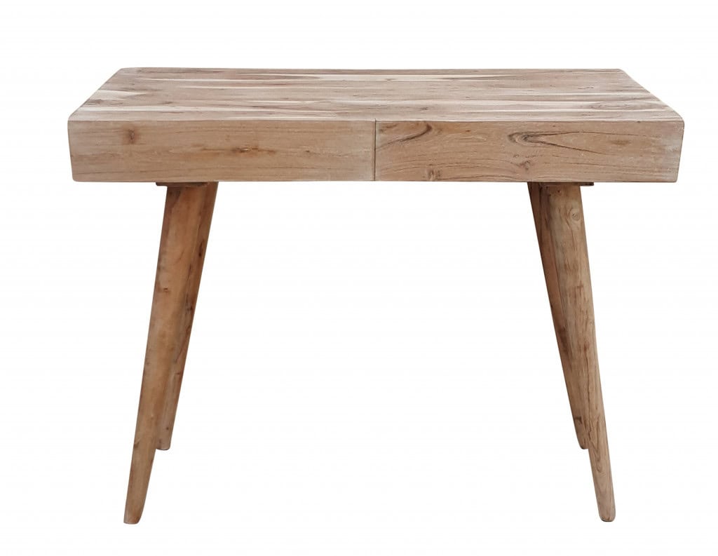 Brown Acacia Solid Wood Writing Desk With Three Drawers 1 Brown Acacia Solid Wood Writing Desk With Three Drawers