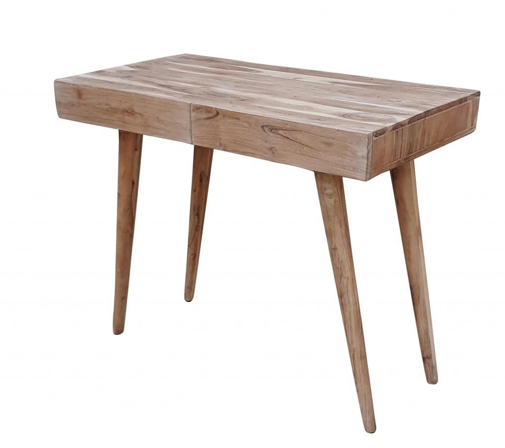 Brown Acacia Solid Wood Writing Desk With Three Drawers 2 Brown Acacia Solid Wood Writing Desk With Three Drawers - Image 2