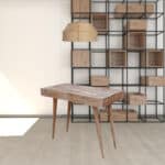 Brown Acacia Solid Wood Writing Desk With Three Drawers 9 Brown Acacia Solid Wood Writing Desk With Three Drawers