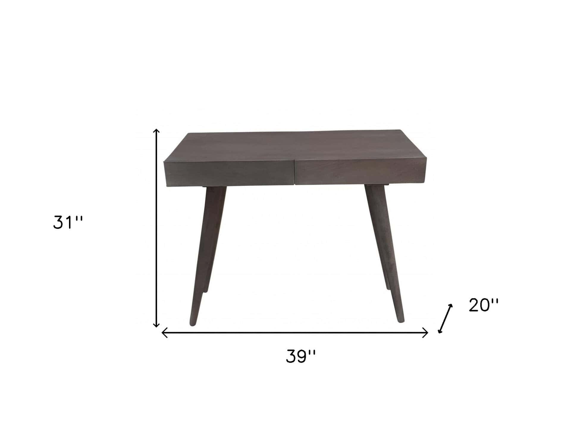 Gray Acacia Solid Wood Writing Desk With Three Drawers 5 Gray Acacia Solid Wood Writing Desk With Three Drawers - Image 5