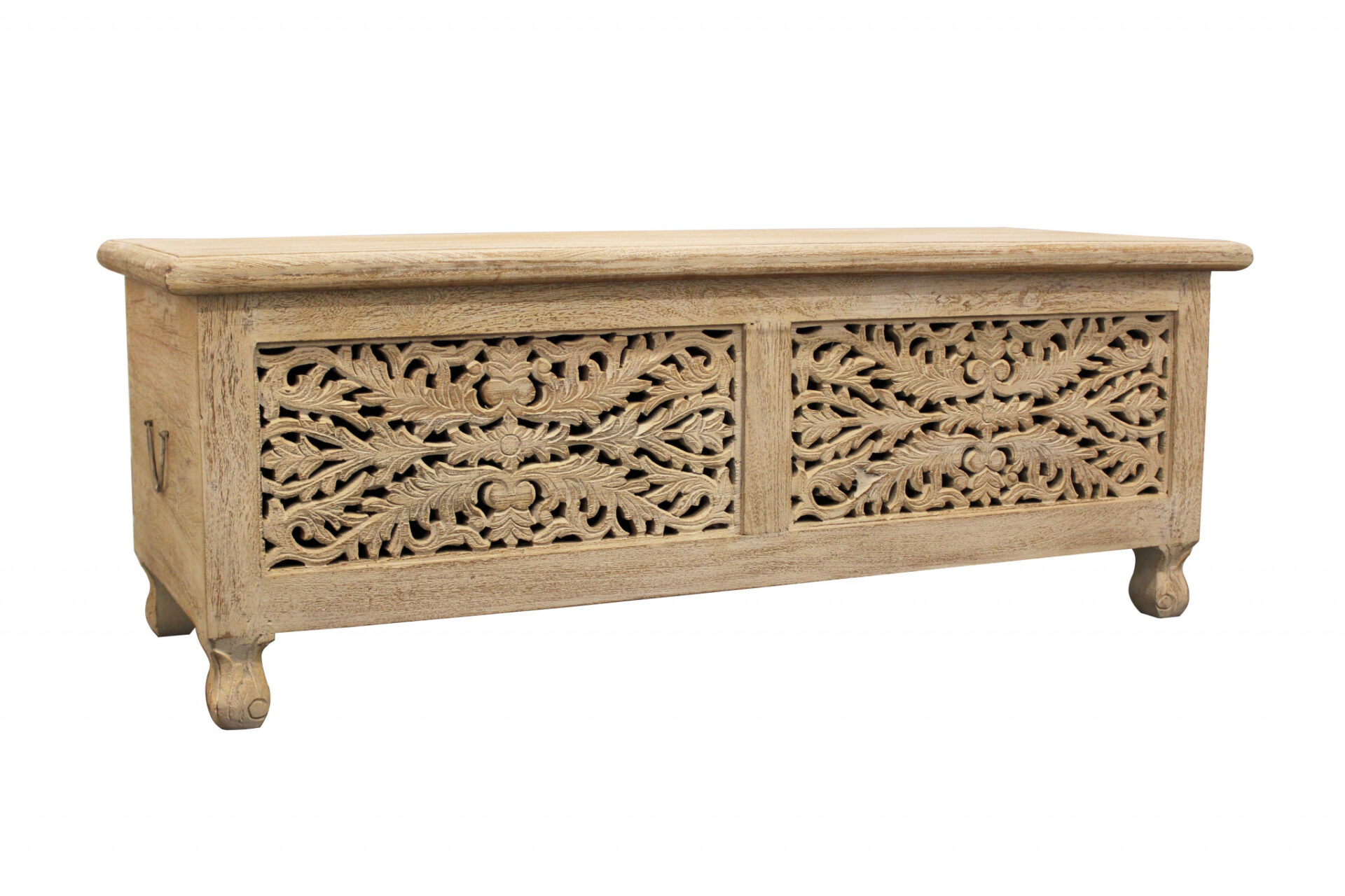 46" Antique White Carved Wood Bench with Flip-Top Storage 7 46" Antique White Carved Wood Bench with Flip-Top Storage - Image 7