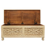 46" Antique White Carved Wood Bench with Flip-Top Storage 15 46" Antique White Carved Wood Bench with Flip-Top Storage