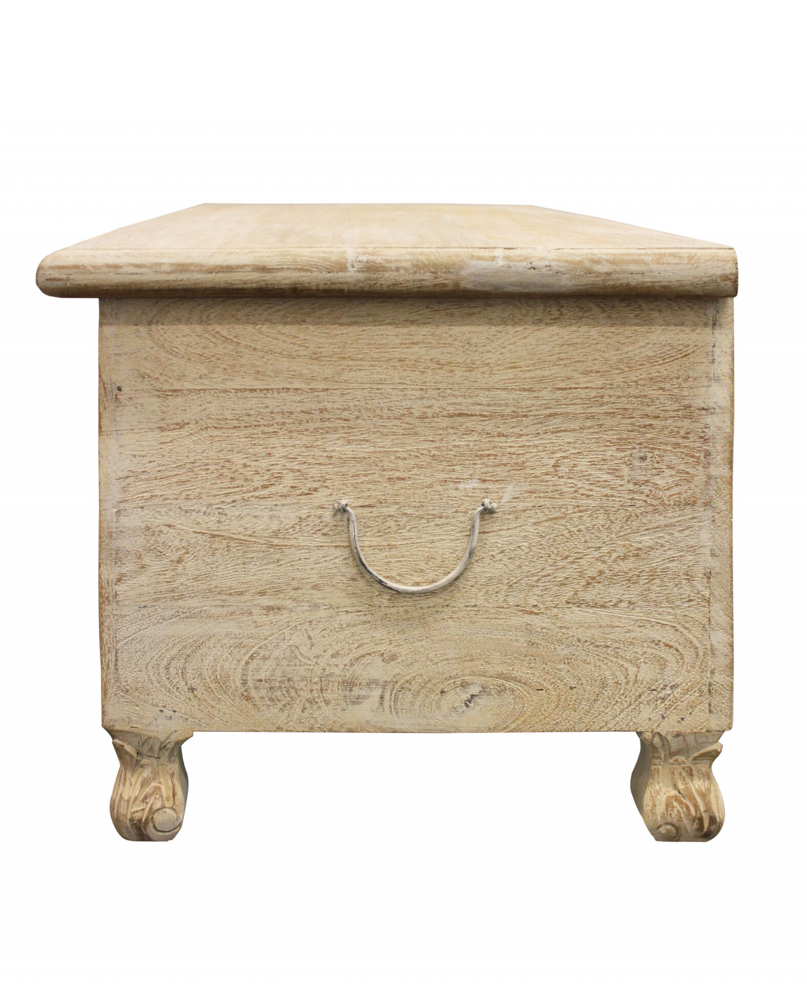 46" Antique White Carved Wood Bench with Flip-Top Storage 5 46" Antique White Carved Wood Bench with Flip-Top Storage - Image 5