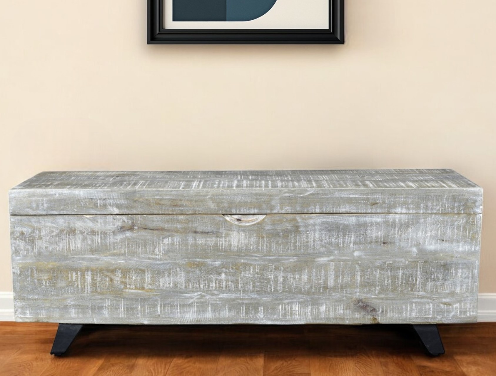 46" Gray Distressed Wood Storage Bench with Flip Top 1 46" Gray Distressed Wood Storage Bench with Flip Top