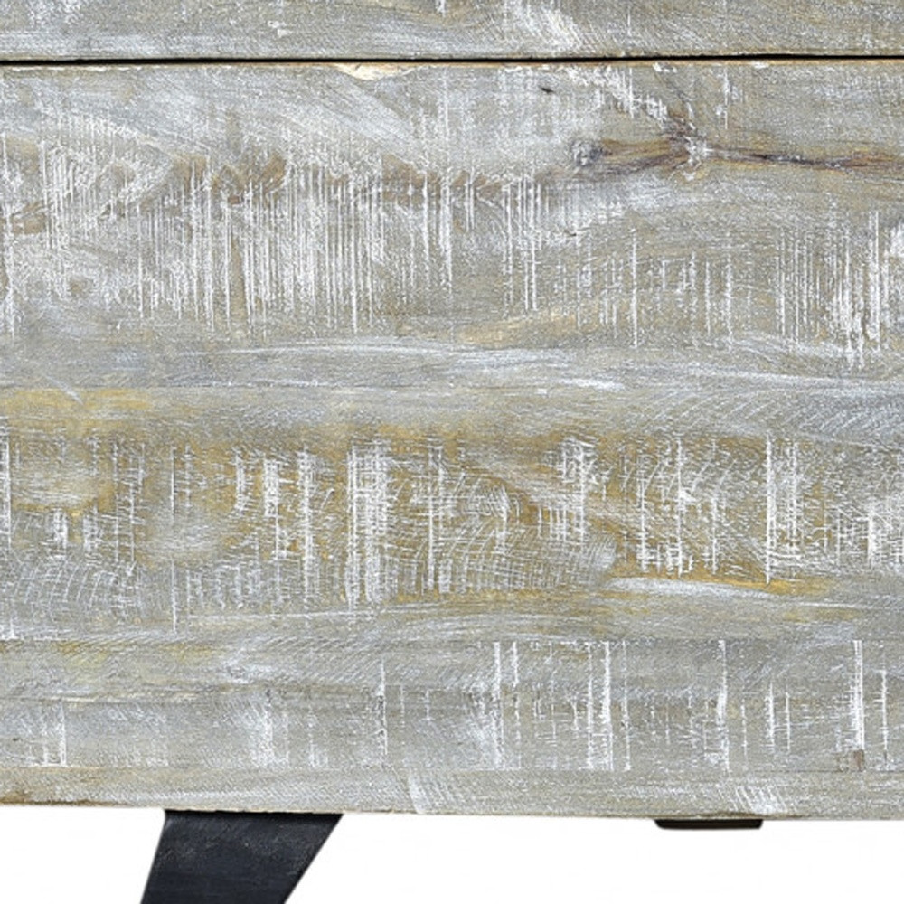 46" Gray Distressed Wood Storage Bench with Flip Top 5 46" Gray Distressed Wood Storage Bench with Flip Top - Image 5