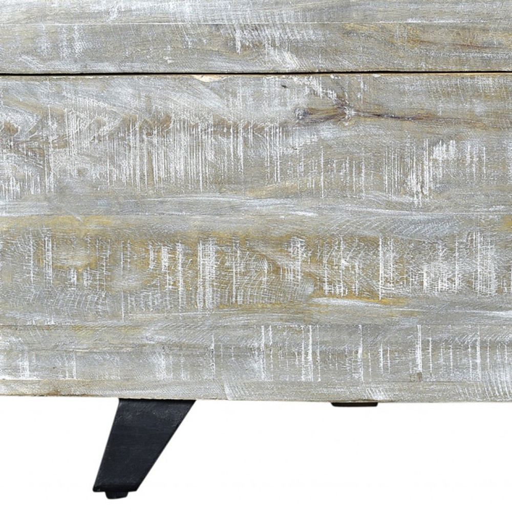 46" Gray Distressed Wood Storage Bench with Flip Top 6 46" Gray Distressed Wood Storage Bench with Flip Top - Image 6