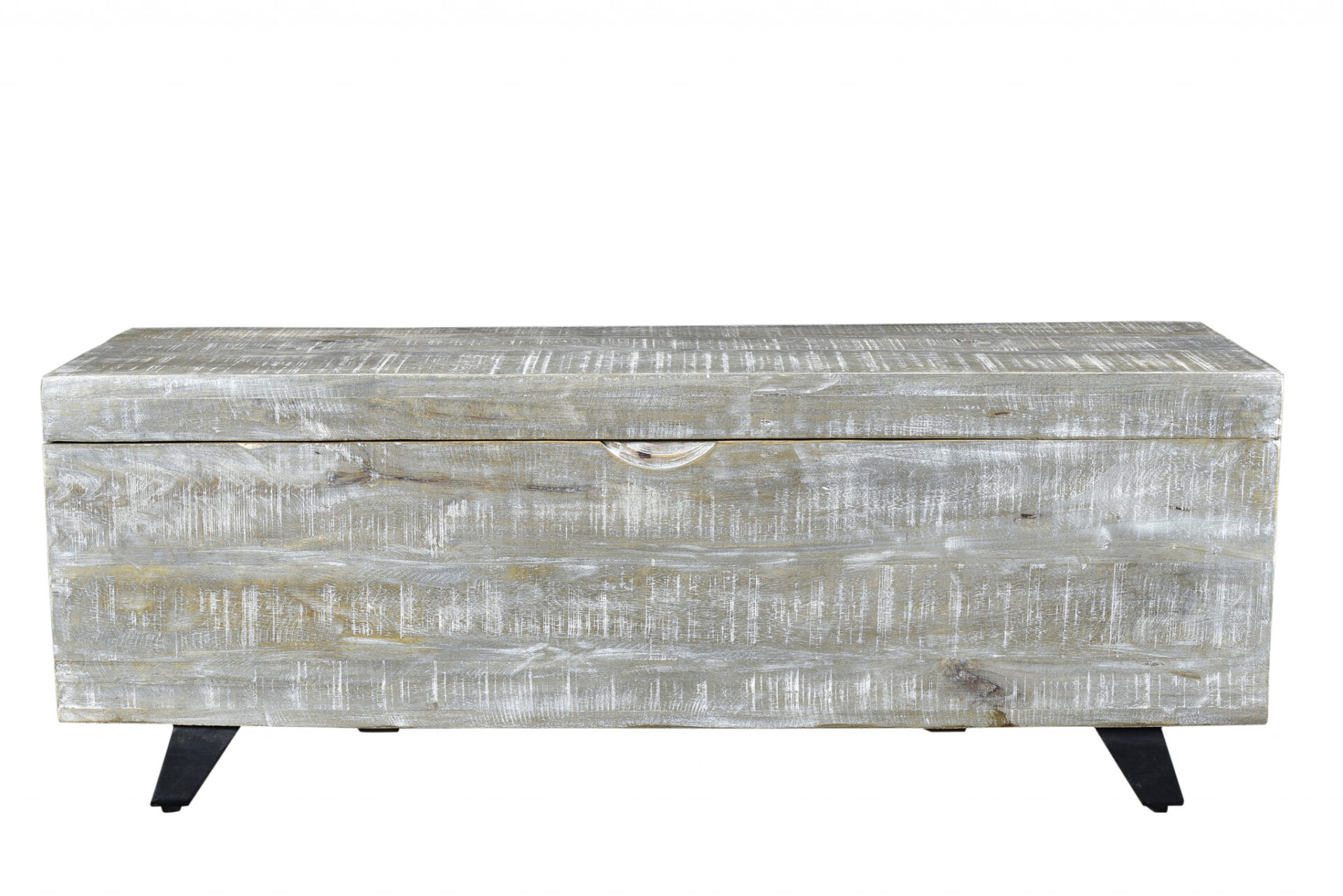 46" Gray Distressed Wood Storage Bench with Flip Top 2 46" Gray Distressed Wood Storage Bench with Flip Top - Image 2