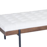 72" Black and Ivory Upholstered Cotton Blend Bench 6 72" Black and Ivory Upholstered Cotton Blend Bench