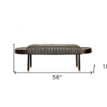 56" Dark Gray and Black Modern Leather Bench with End Tables 12 56" Dark Gray and Black Modern Leather Bench with End Tables