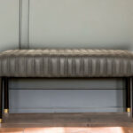 56" Dark Gray and Black Modern Leather Bench with End Tables 9 56" Dark Gray and Black Modern Leather Bench with End Tables